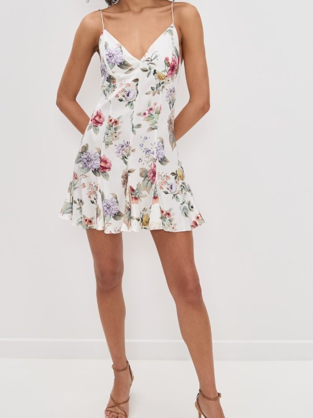 ALICE + OLIVIA Julietta Floral-Print Satin Mini Dress size 6